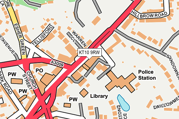 KT10 9RW map - OS OpenMap – Local (Ordnance Survey)