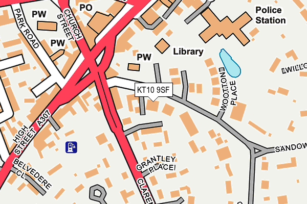 KT10 9SF map - OS OpenMap – Local (Ordnance Survey)