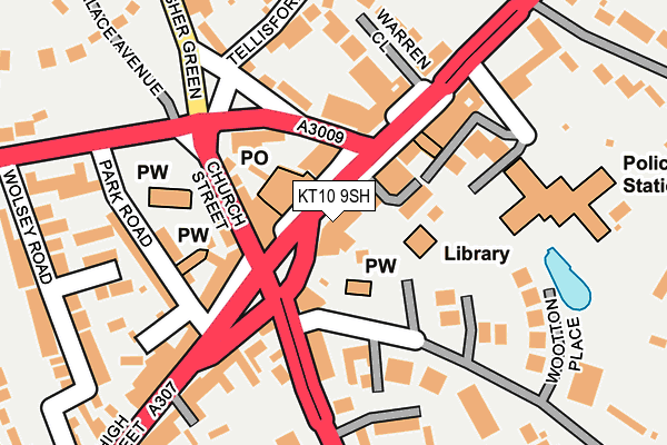 KT10 9SH map - OS OpenMap – Local (Ordnance Survey)