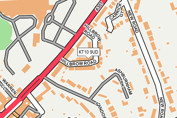 KT10 9UD map - OS OpenMap – Local (Ordnance Survey)