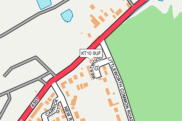 KT10 9UF map - OS OpenMap – Local (Ordnance Survey)