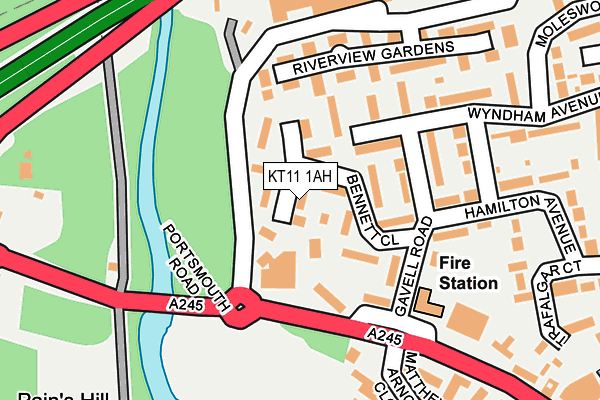 KT11 1AH map - OS OpenMap – Local (Ordnance Survey)