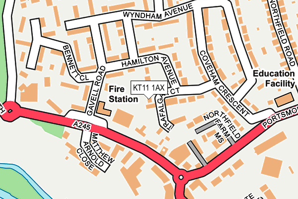 KT11 1AX map - OS OpenMap – Local (Ordnance Survey)