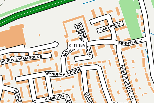 KT11 1BA map - OS OpenMap – Local (Ordnance Survey)