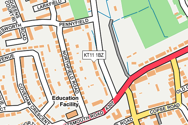 KT11 1BZ map - OS OpenMap – Local (Ordnance Survey)