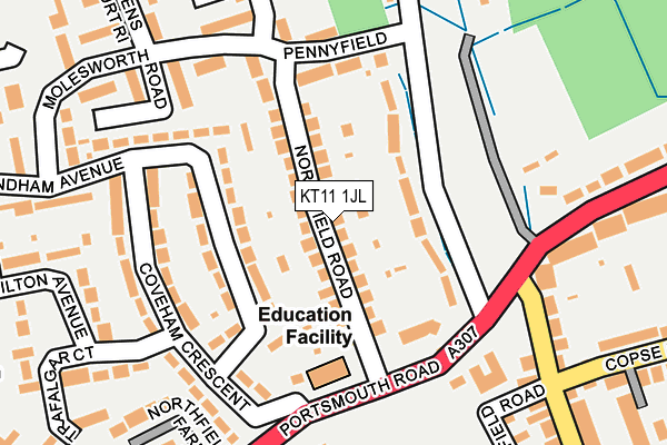 KT11 1JL map - OS OpenMap – Local (Ordnance Survey)