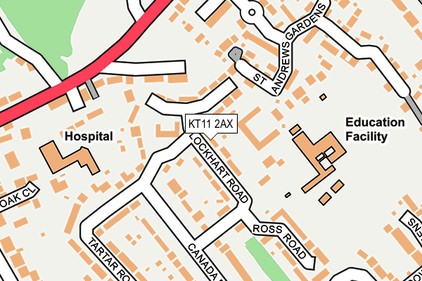 KT11 2AX map - OS OpenMap – Local (Ordnance Survey)