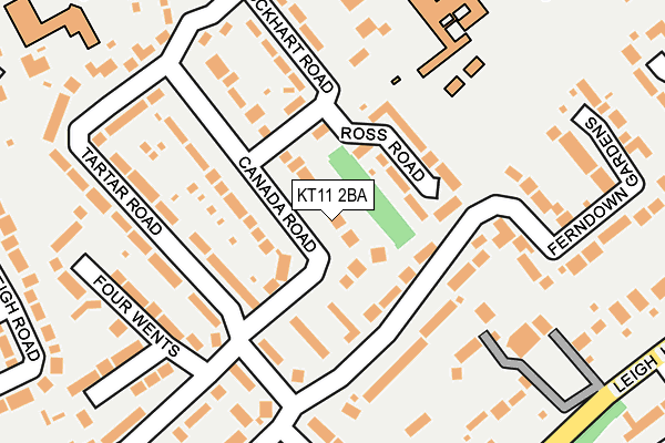 KT11 2BA map - OS OpenMap – Local (Ordnance Survey)