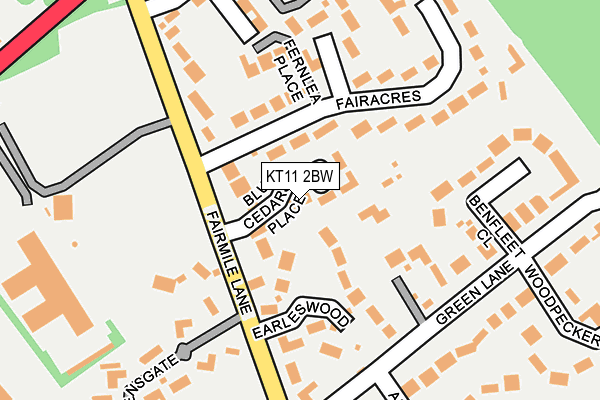 KT11 2BW map - OS OpenMap – Local (Ordnance Survey)