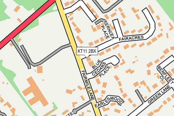KT11 2BX map - OS OpenMap – Local (Ordnance Survey)