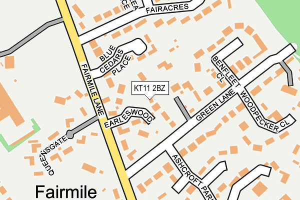 KT11 2BZ map - OS OpenMap – Local (Ordnance Survey)