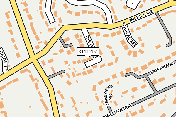 KT11 2DZ map - OS OpenMap – Local (Ordnance Survey)