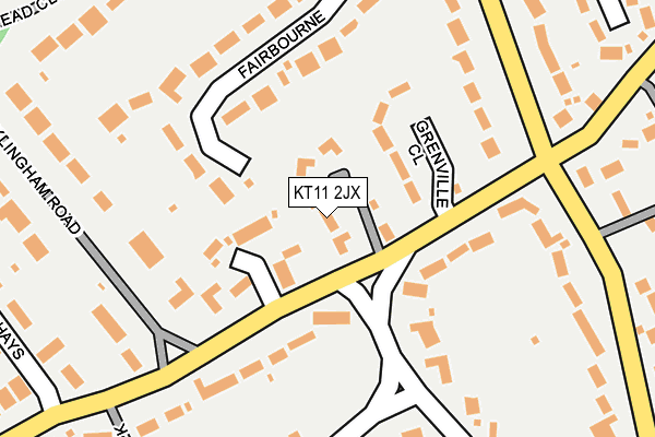 KT11 2JX map - OS OpenMap – Local (Ordnance Survey)