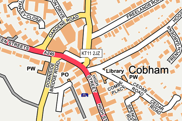 KT11 2JZ map - OS OpenMap – Local (Ordnance Survey)
