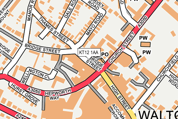 KT12 1AA map - OS OpenMap – Local (Ordnance Survey)