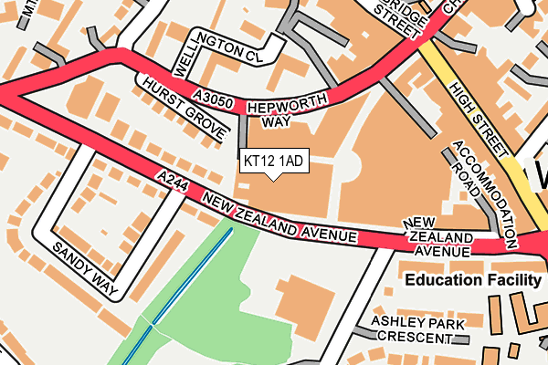 KT12 1AD map - OS OpenMap – Local (Ordnance Survey)