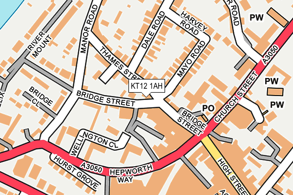 KT12 1AH map - OS OpenMap – Local (Ordnance Survey)