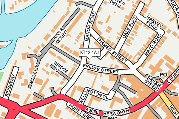 KT12 1AJ map - OS OpenMap – Local (Ordnance Survey)