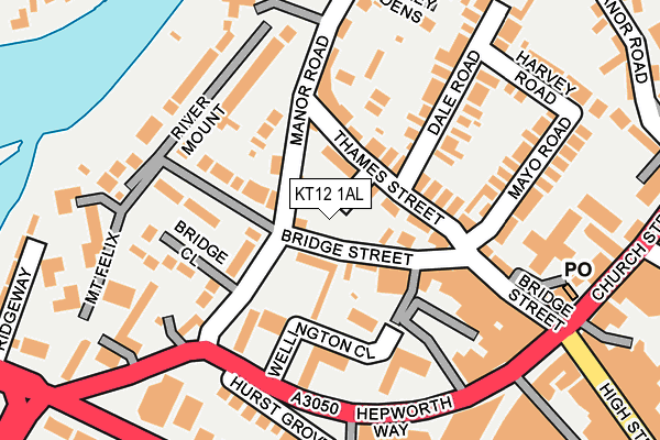 KT12 1AL map - OS OpenMap – Local (Ordnance Survey)