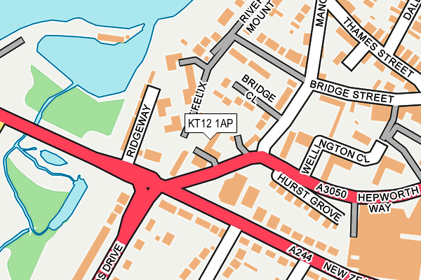 KT12 1AP map - OS OpenMap – Local (Ordnance Survey)
