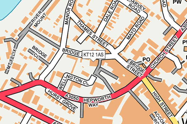 KT12 1AS map - OS OpenMap – Local (Ordnance Survey)