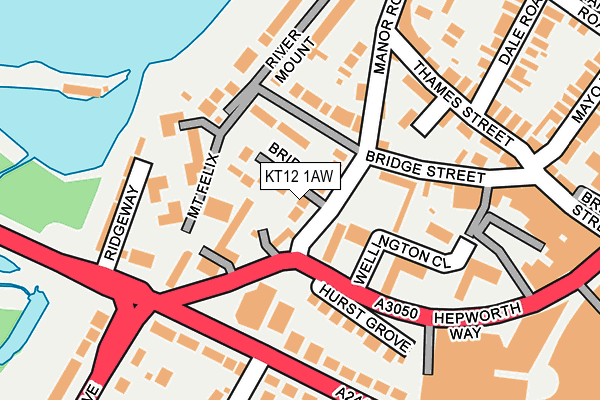 KT12 1AW map - OS OpenMap – Local (Ordnance Survey)