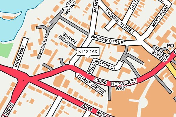 KT12 1AX map - OS OpenMap – Local (Ordnance Survey)