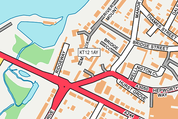 KT12 1AY map - OS OpenMap – Local (Ordnance Survey)