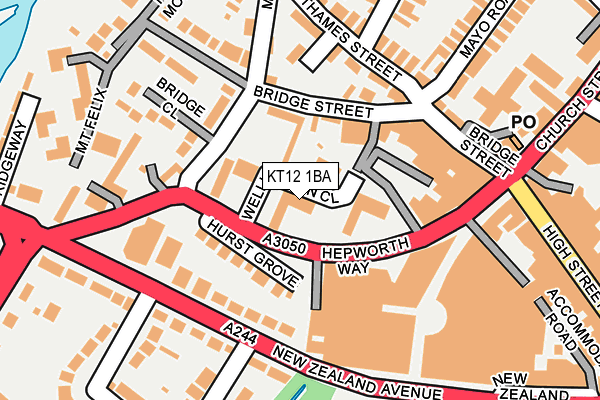 KT12 1BA map - OS OpenMap – Local (Ordnance Survey)