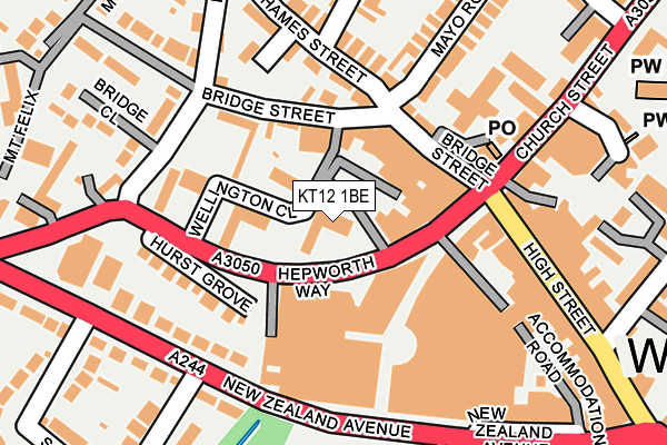 KT12 1BE map - OS OpenMap – Local (Ordnance Survey)