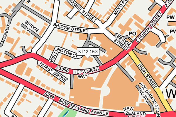 KT12 1BG map - OS OpenMap – Local (Ordnance Survey)