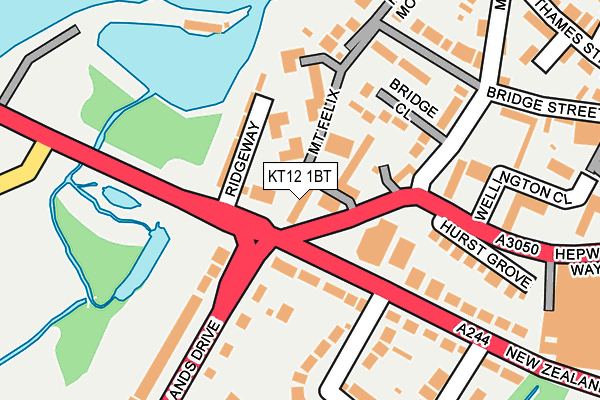 KT12 1BT map - OS OpenMap – Local (Ordnance Survey)