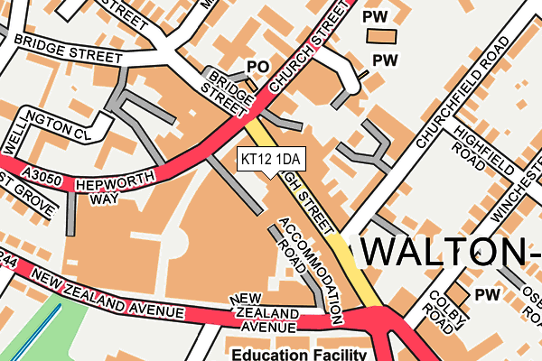 KT12 1DA map - OS OpenMap – Local (Ordnance Survey)