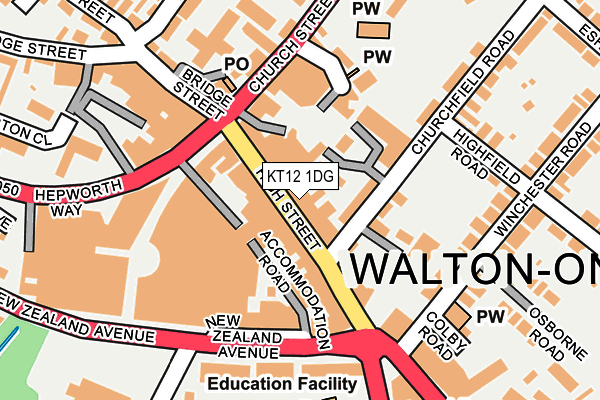 KT12 1DG map - OS OpenMap – Local (Ordnance Survey)