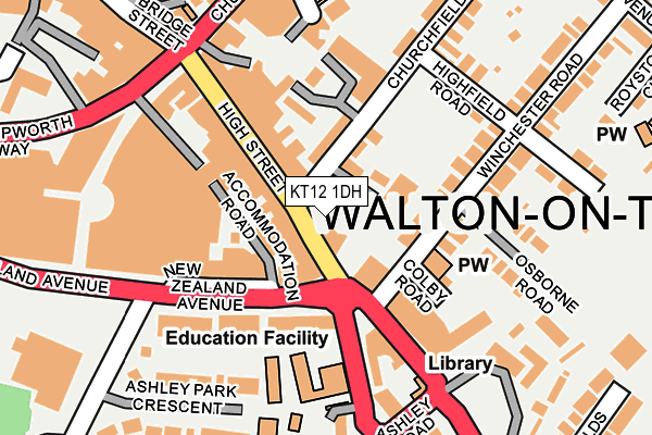 KT12 1DH map - OS OpenMap – Local (Ordnance Survey)