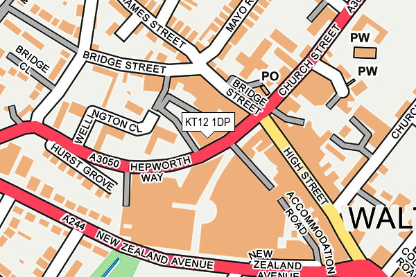 KT12 1DP map - OS OpenMap – Local (Ordnance Survey)