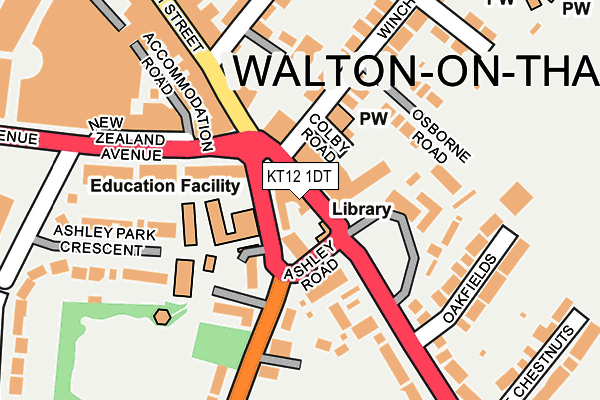 KT12 1DT map - OS OpenMap – Local (Ordnance Survey)