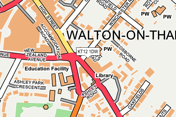 KT12 1DW map - OS OpenMap – Local (Ordnance Survey)