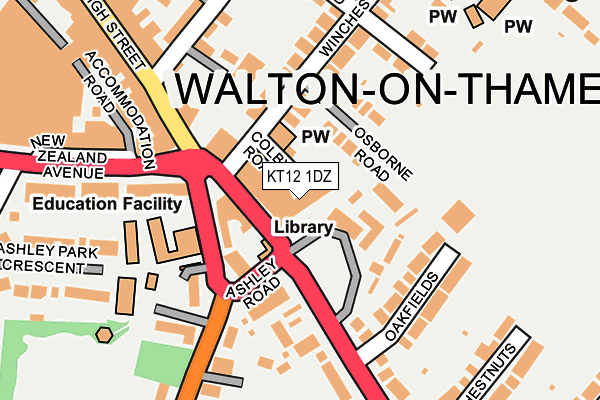 KT12 1DZ map - OS OpenMap – Local (Ordnance Survey)