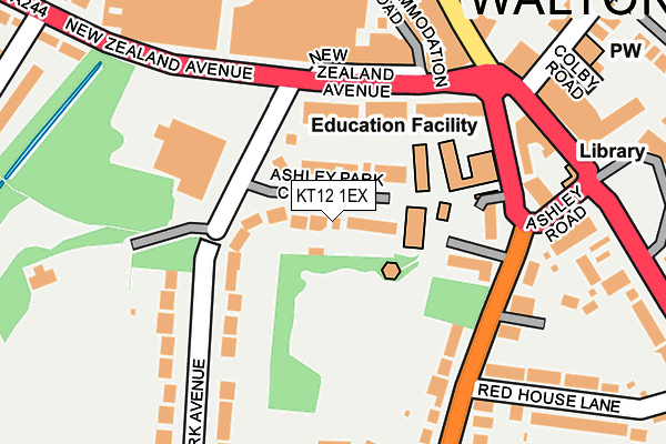 KT12 1EX map - OS OpenMap – Local (Ordnance Survey)