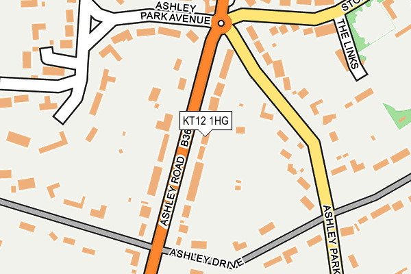KT12 1HG map - OS OpenMap – Local (Ordnance Survey)