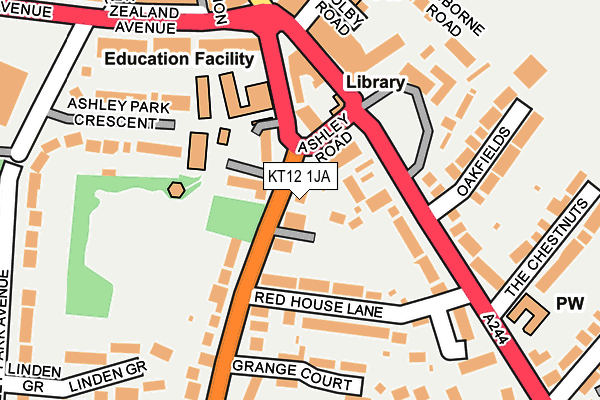 KT12 1JA map - OS OpenMap – Local (Ordnance Survey)