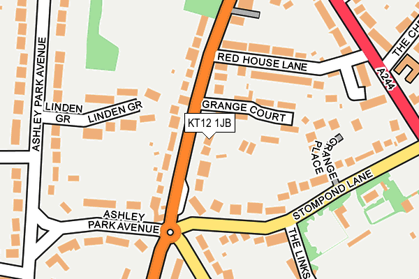 KT12 1JB map - OS OpenMap – Local (Ordnance Survey)