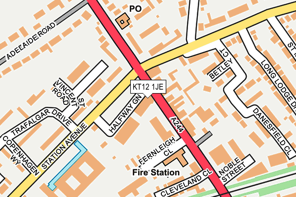 KT12 1JE map - OS OpenMap – Local (Ordnance Survey)