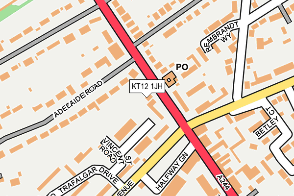 KT12 1JH map - OS OpenMap – Local (Ordnance Survey)