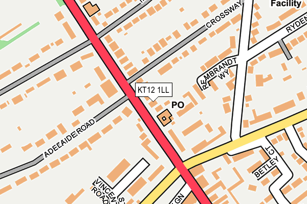 KT12 1LL map - OS OpenMap – Local (Ordnance Survey)