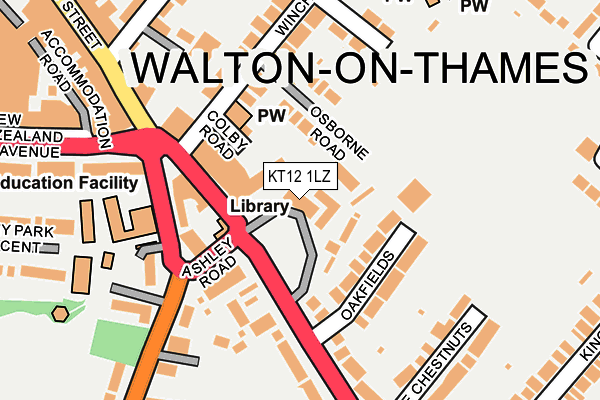 KT12 1LZ map - OS OpenMap – Local (Ordnance Survey)