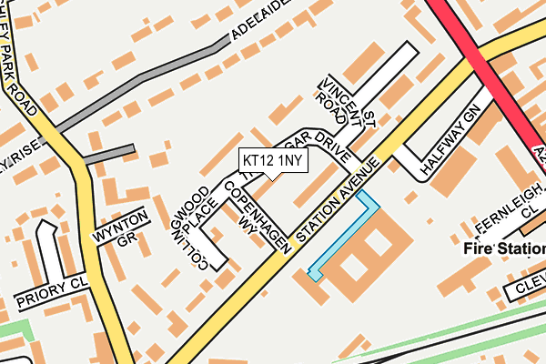 KT12 1NY map - OS OpenMap – Local (Ordnance Survey)
