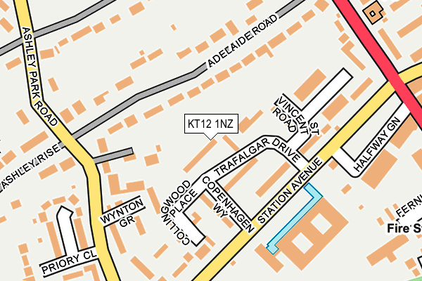 KT12 1NZ map - OS OpenMap – Local (Ordnance Survey)