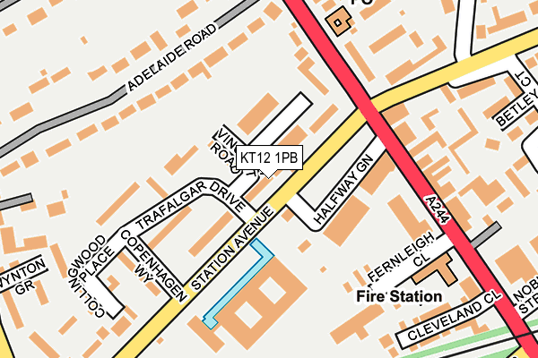 KT12 1PB map - OS OpenMap – Local (Ordnance Survey)